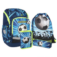 Spirit: Foci mintás iskolatáska, hátizsák 4db-os szett 32x19x44cm