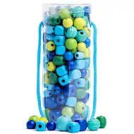 Kék fa gyöngyszett tégelyben