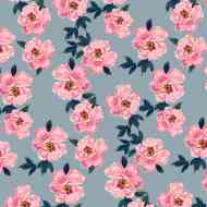 Kék, rózsaszín virágos csomagolópapír 100x70cm
