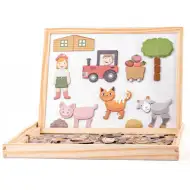 Állatos kétoldalas mágnestábla szett fa kerettel - Woodyland