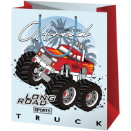 Cardex: Monster Truck autós piros-fehér közepes méretű ajándéktáska 17,8x10x23cm