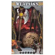 Középkori bárd pajzzsal és karmos kézfejvédővel 3db-os szett