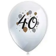 "40" év mintás latex lufi 6db-os szett