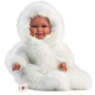 Llorens: Luka 45cm-es mosolygós baba cumival fehér bársony bundában