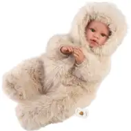 Llorens: Leo 45cm-es síró baba cumival krémszínű bársony bundában