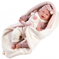 Újszülött síró baba takaróval 40cm
