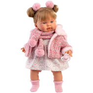 Llorens: Alexandra 42cm-es síró baba cumival rózsaszín kabátban