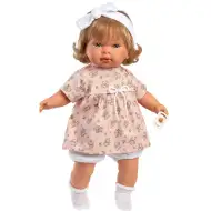 Llorens: Carla 42cm-es síró baba virágos ruhában fejpánttal