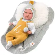 Llorens: Mimi Llorana 42cm-es síró újszülött baba pléddel és szőrös párnával