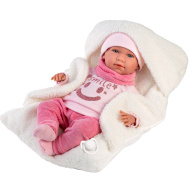 Llorens: Mimi 42cm-es síró baba fehér hordozóval