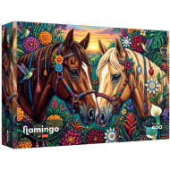 Flamingo by puzzle Lovak virágokkal díszítve 400db-os puzzle - Trefl