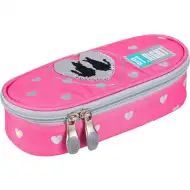 St.Right rózsaszín cicamintás ovális tolltartó flitterrel 23cm