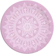 Mandala lila-fehér 8db-os papírtányér szett 23cm-es