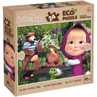 Mása és a medve a tavon 2 az 1-ben 24db-os Eco maxi puzzle és színező 70x50cm - Lisciani