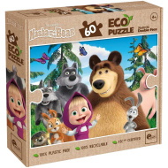 Mása és a medve 2 az 1-ben 60db-os Eco puzzle és színező 70x50cm - Lisciani