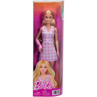 Barbie: Fashionista Barátnők stílusos divatbaba gipszben rózsaszín kockás ruhában – Mattel