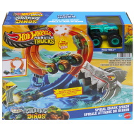 Hot Wheels Monster Trucks: Spiral Shark Smash pályaszett Mega-Wrex kisautóval – Mattel