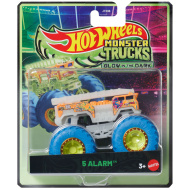 Hot Wheels Monster Trucks: 5 Alarm kék kerekekkel sötétben világító kisautó 1/64 – Mattel