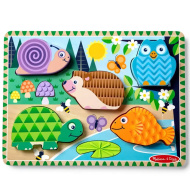 Touch &amp; Feel Erdei állatok fa tapintós kirakó - Melissa &amp; Doug