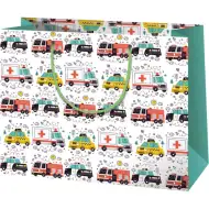 Mentő, rendőr és tűzoltó mintás nagy ajándéktáska 33x26,7x13,7cm