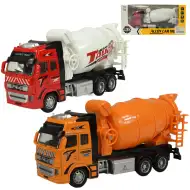 Alloy Car: Lendkerekes betonkeverő teherautó fénnyel és hanggal kétféle változatban 19cm 1db