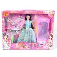 Hercegnő baba estélyiben nyaklánccal és kiegészítővel 30 cm