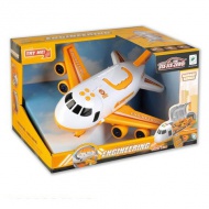 Sárga teherszállító repülőgép fénnyel és hanggal