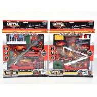 Tűzoltósági játékszett járművekkel és kiegészítőkkel kétféle változatban