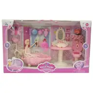 Divatbaba fürdőszobával és kiegészítőkkel