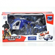 Rendőr játékszett motorral és helikopterrel