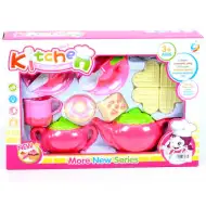 Rózsaszín teázó szett gofrival és kiegészítőkkel