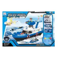 Rendőrhajó szett fénnyel és hanggal, kiegészítőkkel