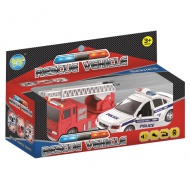 Rescue Vehicle 2db-os tűzoltó és rendőrautó szett fénnyel és hanggal
