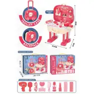 Rózsaszín 2az1-ben fodrász szett gurulós bőröndben