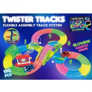 Twister Tracks fluoreszkáló 190 db-os pálya szett autóval