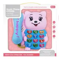 Rózsaszín macis telefon fénnyel és hanggal