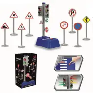 Közlekedési táblák 9 db-os játékszett fénnyel