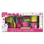 Rózsaszín kutyusos konyhai edény készlet játékszett