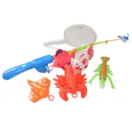 Színes horgászjáték halakkal és rákokkal, horgászbottal 47cm