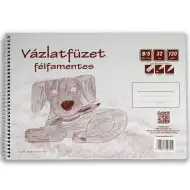 Félfamnetes spirálos vázlatfüzet B/5 32 lapos, 120g