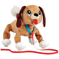 Peppy Pups: Barna plüss kutya pórázzal 28cm