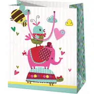 Pink elefántos közepes méretű ajándéktáska 18x10x23cm