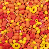 PlayBox: Fa fűzhető gyöngyök sárga és piros színekben vegyesen 250g-os szett