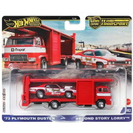 Hot Wheels: Second Story Lorry Prémium autószállító és 73 Plymouth Duster kisautó 1/64 - Mattel