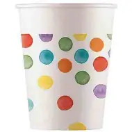 Színes pöttyös papírpohár 8db-os szett 200ml