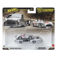 Hot Wheels: Mercedes-Benz Renntransporter autószállító és Mercedes-Benz 300 SLR kisautó 1/64 - Mattel