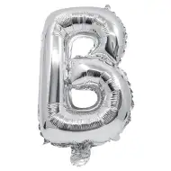 Betű formájú fólia lufi ezüst színben – B betű 32cm