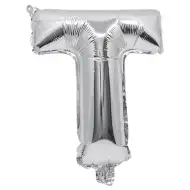 Betű formájú fólia lufi ezüst színben – T betű 32cm