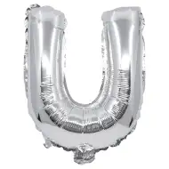 Betű formájú fólia lufi ezüst színben – U betű 32cm