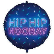 Fólia lufi – „HIP HIP HOORAY” neon felirattal 46cm